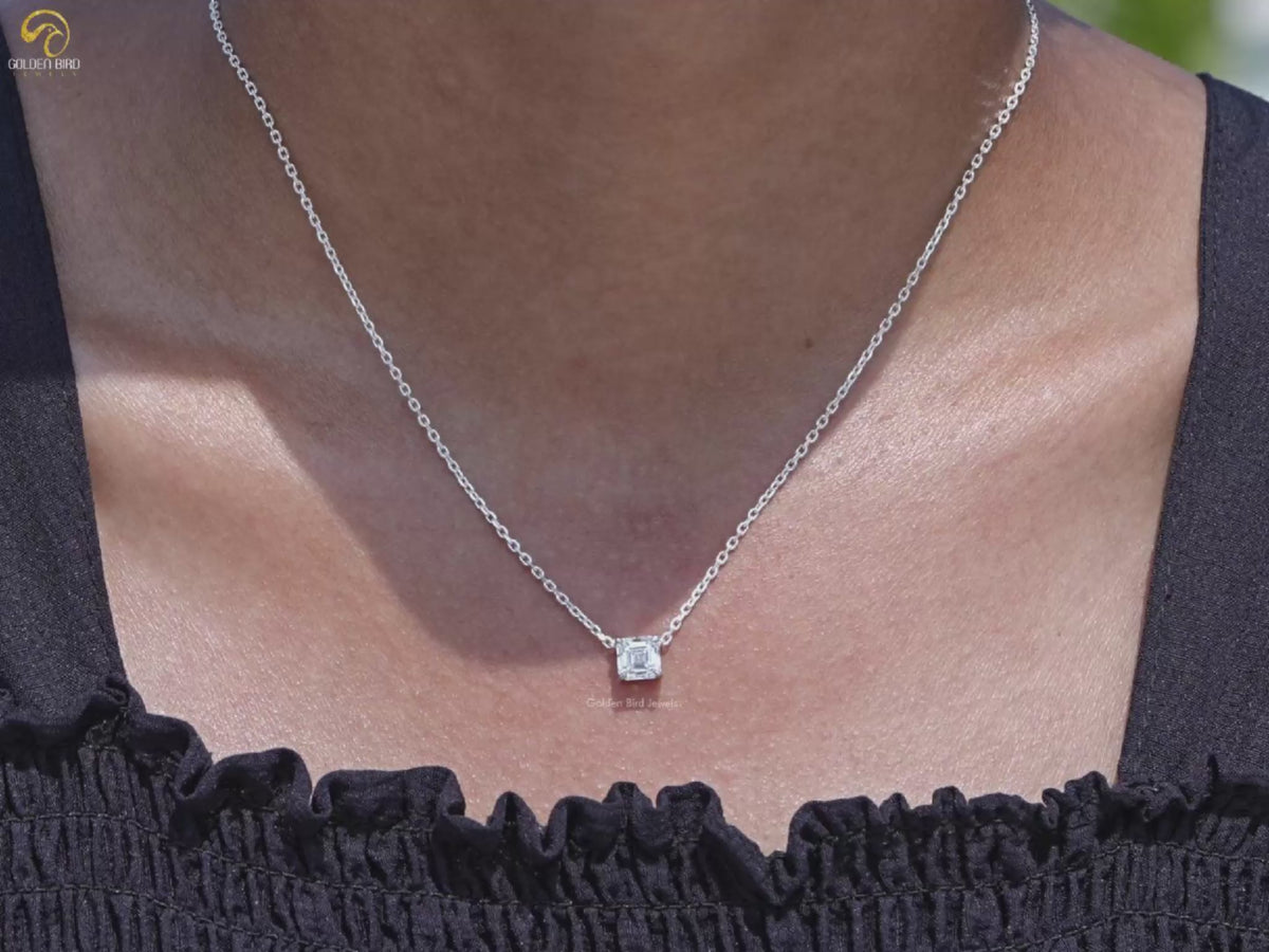 Asscher Cut Lab Diamond Solitaire Pendant