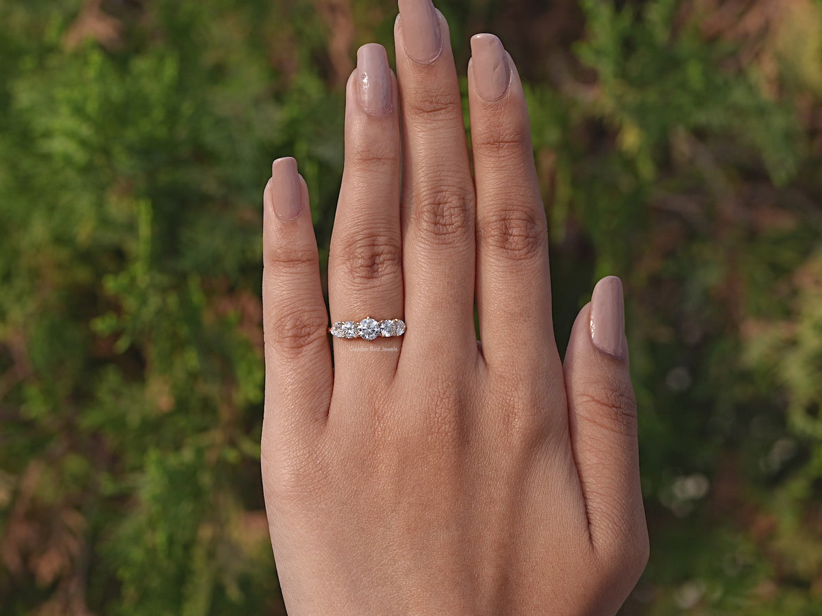 Five Stone Round And Heart Lab Diamond Ring
