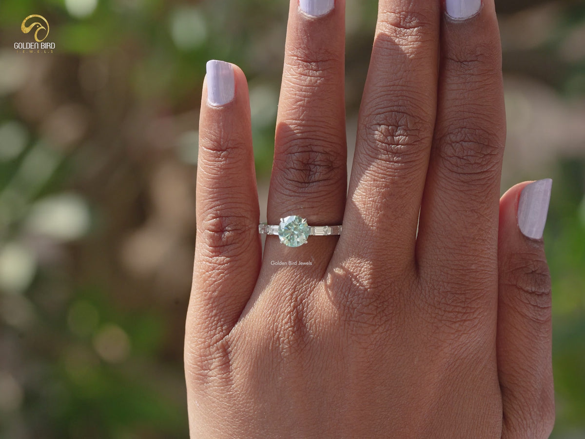 Round Shaped Moissanite Accent Ring