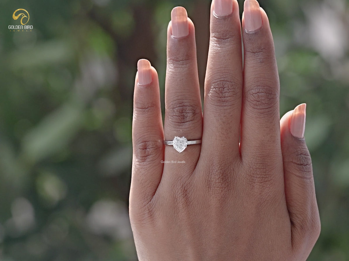 Heart Cut Hidden Halo Moissanite Daily Wear Ring