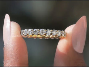 [YouTube Video Of Moissanite Round Cut Full Eternity Wedding Band]-[Golden Bird Jewels]