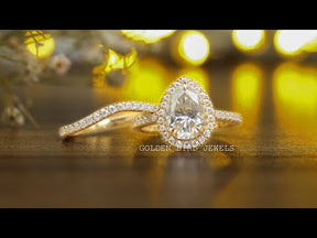 [YouTube Video Of Pear Cut Moissanite Engagement Ring Set]-[Golden Bird Jewels]