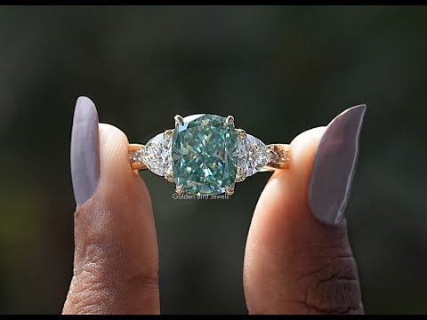 YouTube Video Of Elongated Cushion Cut Moissanite Three Stone Ring