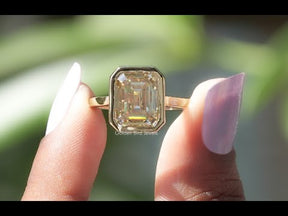 Emerald Cut Solitaire Moissanite Engagement Ring