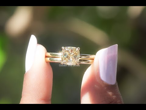 Moissanite Cushion Cut Solitaire Ring Set