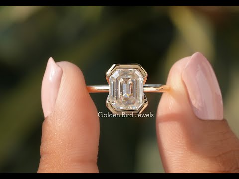 Emerald Cut Solitaire Moissanite Engagement Ring