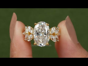 YouTube Video Of Oval Cut Moissanite Cluster Engagement Ring