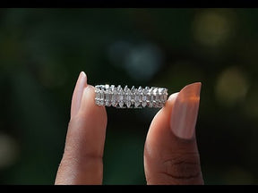 [Round And Baguette Cut Moissanite Eternity Wedding Band]-[Golden Bird Jewels]