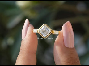 Asscher Cut Lab Diamond Three Stone Ring