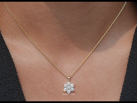 You tube Video of Round Cut Diamond Floral Pendant