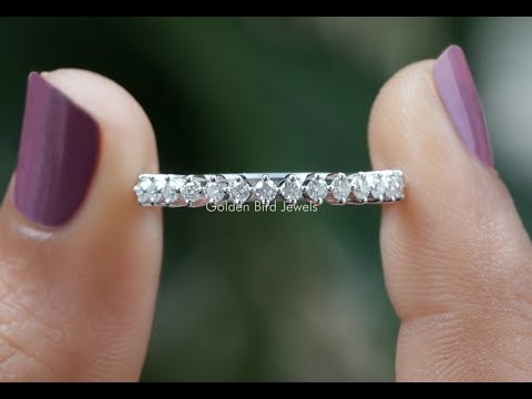 [YouTube Viddo Of Round Cut Moissanite Half Eternity Bridal Band]-[Golden Bird Jewels]