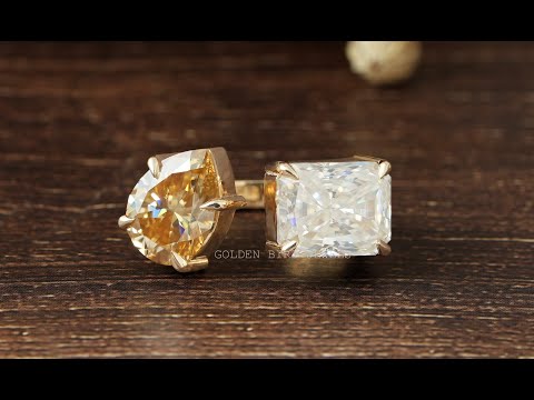 [YouTube Video Of Pear And Radiant Cut Moissanite Open Ring]-[Golden Bird Jewels]