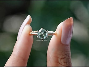 [YouTube Video Of Portuguese Cut Round Moissanite Solitaire Ring]-[Golden Bird Jewels]