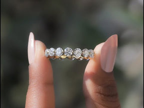 [YouTube Video Of Moissanite Round Cut Full Eternity Wedding Band]-[Golden Bird Jewels]