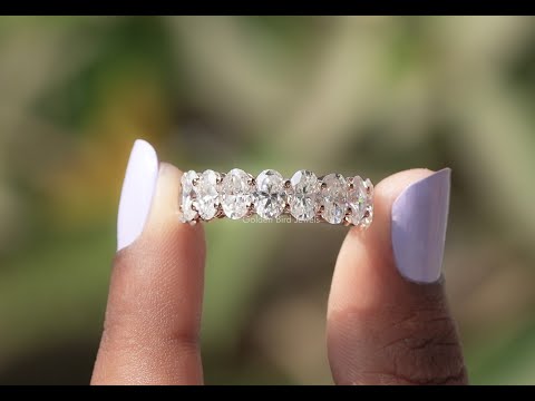 Oval Cut Moissanite 3/4 Eternity Bridal Band