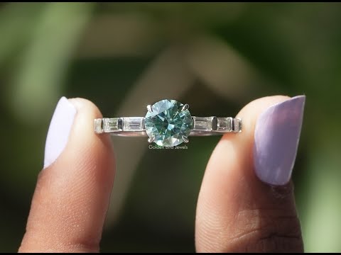 [YouTube Video Of Round Cut Moissanite Accent Stone Ring]-[Golden Bird Jewels]