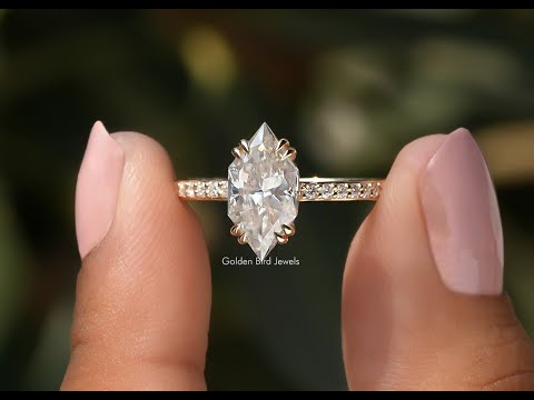 Dutch Marquise Cut Solitaire Accent Moissanite Engagement Ring