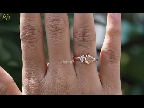 [YouTube Video Of Shield Cut Moissanite Toi Et Moi Engagement Ring]-[Golden Bird Jewels]