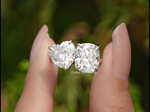 Heart & Old Mine Cut Cushion Moissanite Toi Et Moi Ring