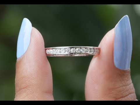 [YouTube Video Of Channel Set Round Cut Moissanite Full Eternity Wedding Band]-[Golden Bird Jewels]