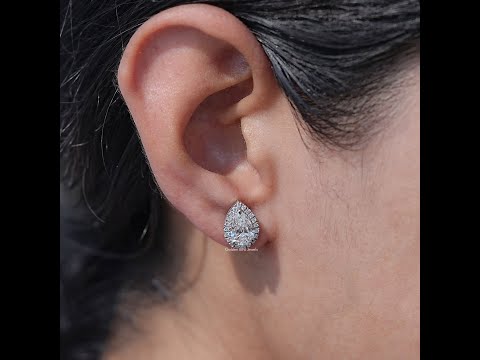 Lab Diamond Pear Cut Halo Earrings