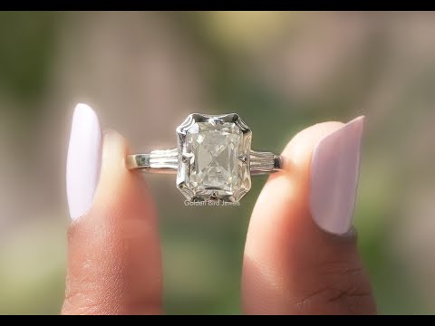 [YouTube Video Of Old Mine Radiant Cut Moissanite Solitaire Ring]-[Golden Bird Jewels]