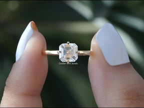 Colorless Asscher Cut Moissanite Engagement Ring