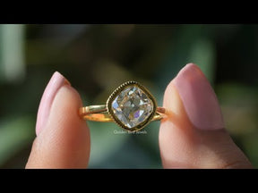 YouTube Video Of Old Mine Cut Cushion Moissanite Hidden Halo Ring