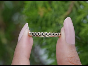 Black Round Gemstone Half Eternity Band