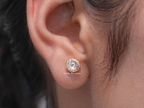 Portuguese Cut Round Moissanite Solitaire Studs