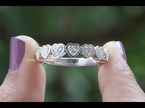 [YouTube Video Of Colorless Heart Shaped Moissanite Bezel Set Band]-[Golden Bird Jewels]