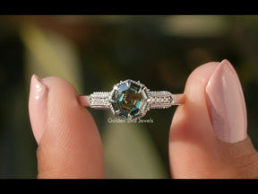 [YouTube Video Of Green Octagon Moissanite Accent Stone Ring]-[Golden Bird Jewels]