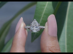 [YouTube Video Of Pear Shaped Accent Stone Moissanite Ring]-[Golden Bird Jewels]