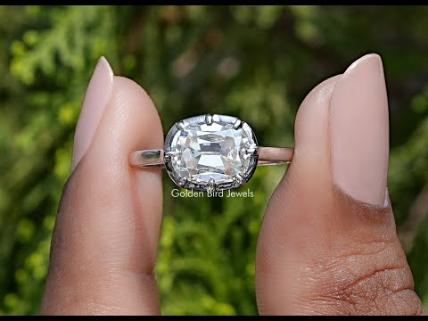 East West Cushion Cut Moissanite Solitaire Ring