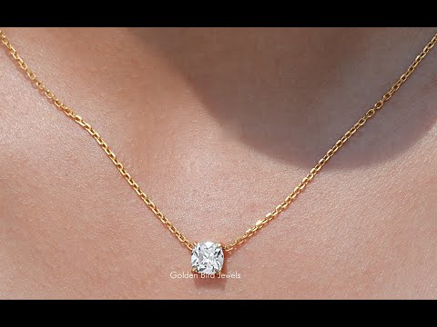 [YouTube Video Of Square Cushion Cut Diamond Pendant]-[Golden Bird Jewels]