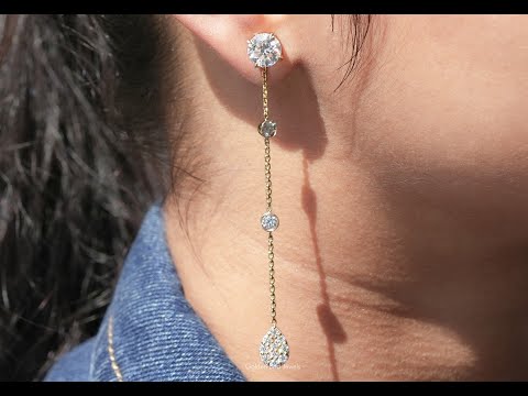 [YouTube Video Of Round Cut Moissanite Dangle Drop Earrings]-[Golden Bird Jewels]