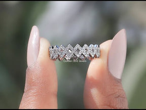 [YouTube Video Of Round Cut Moissanite Interlock Zig Zag Band]-[Golden Bird Jewels]