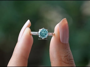 [YouTube Video Of Cyan Blue Portuguese Cut Moissanite Ring]-[Golden Bird Jewels]