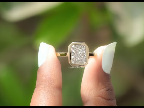 Radiant Cut Lab Diamond Bezel Set Solitaire Ring