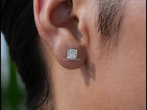 [YouTube Video Of Cushion Cut Lab Diamond Stud Earrings]-[Golden Bird Jewels]