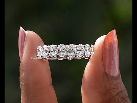 [YouTube Video Of Oval Cut Diamond Eternity Wedding Band]-[Golden Bird Jewels]