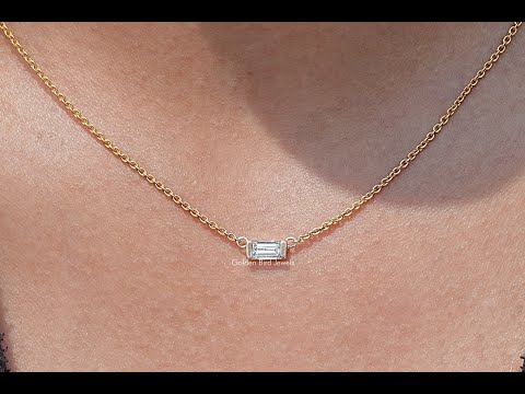 East West Baguette Cut Lab Diamond Pendant