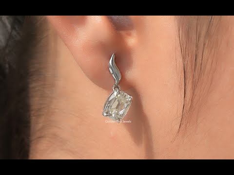 [YouTube Video Of Old Mine Cushion Cut Dangle Drop Earrings]-[Golden Bird Jewels]