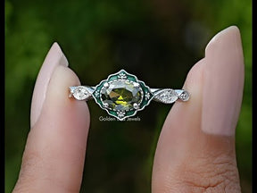 East West Oval Cut Gemstone Engagement Ring