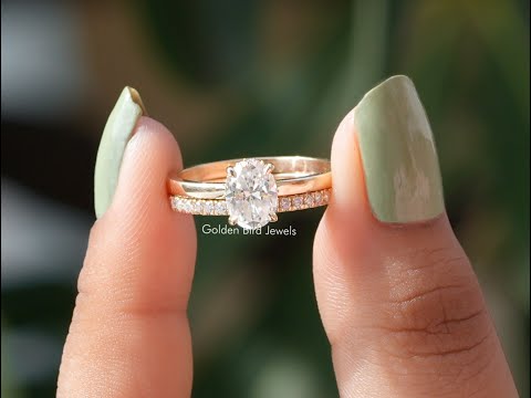 Oval Cut Lab Diamond Bridal Ring Set