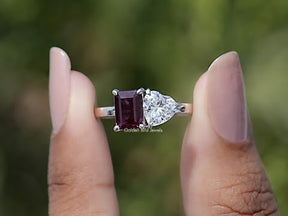 You tube Video of Alexandrite Gemstone And Heart Moissanite Toi Et Moi Ring