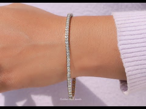 [YouTube Video Of Princess Cut Moissanite Half Bezel Set Tennis Bracelet]-[Golden Bird Jewels]