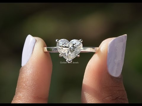 [YouTube Video Of Heart Shaped Lab Diamond Solitaire Ring]-[Golden Bird Jewels]