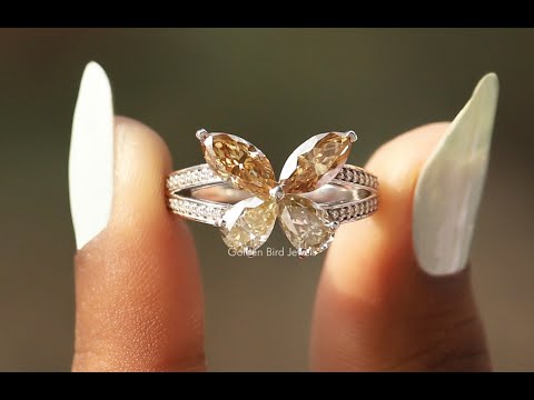 [YouTube Video Of Butterfly Split Shank Moissanite Engagement Ring]-[Golden Bird Jewels]