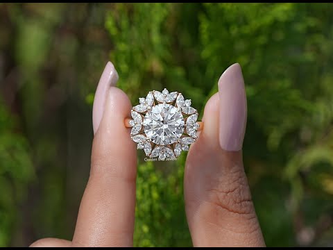 Round Cut Lab Diamond Cluster Halo Ring